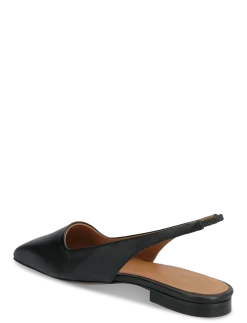 Plesio Black Nappa - Flade slingbacks