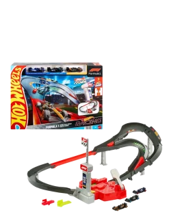 Racing Formula 1 Sprint Race Circuit Track Set with 3 Die-Cast Toy Cars in 1:64 Scale - Racerbaner