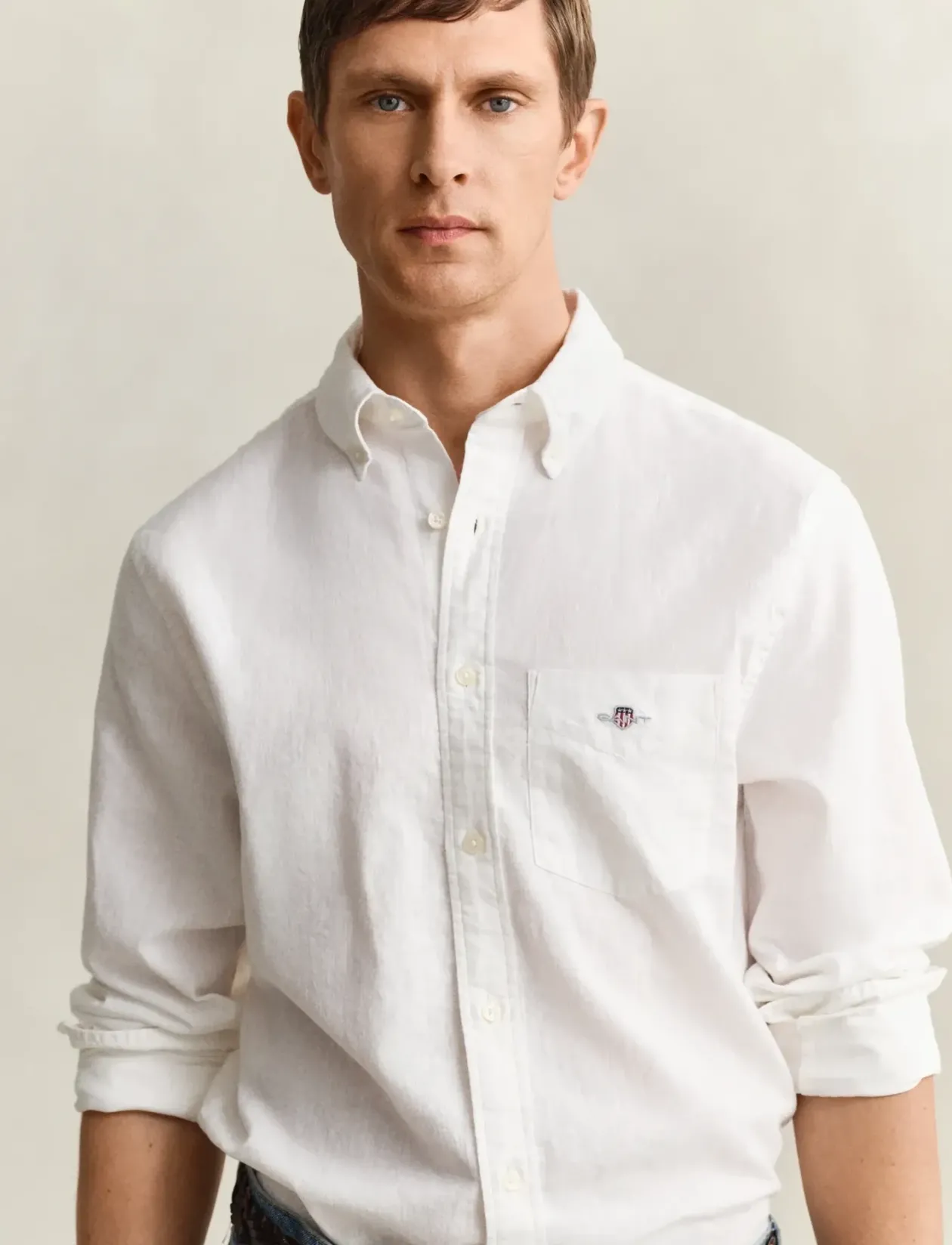 REG COTTON LINEN SHIRT - Hørskjorter