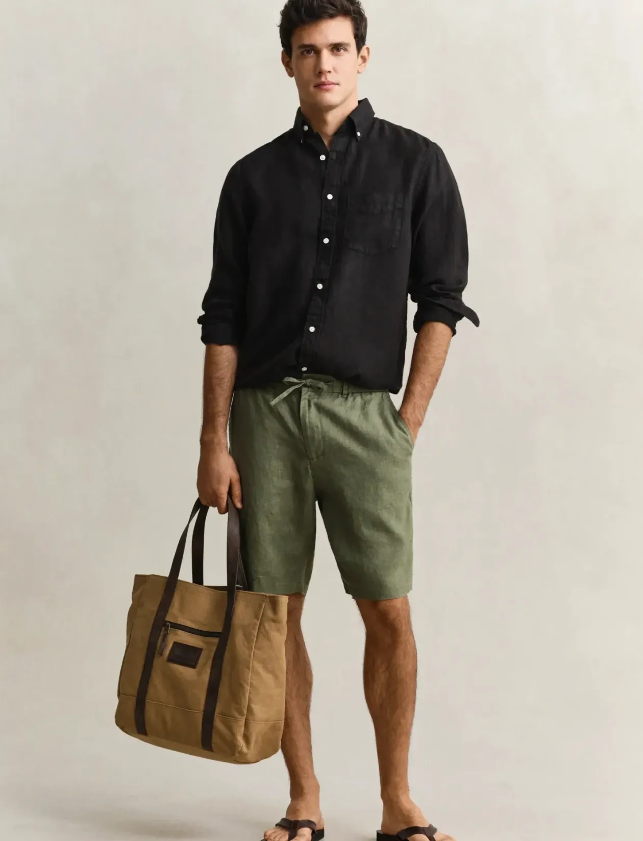 REG LINEN DS SHORTS - Hørshorts