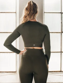Ribbed Seamless Crop Long Sleeve - T-shirts & Toppe