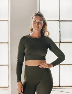 Ribbed Seamless Crop Long Sleeve - T-shirts & Toppe