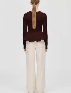 Rib / Light Cotton, Long Sleeve Balloon Top - Langærmede toppe