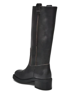 Sajan Vintage Effect Black Leather Boots - Langskaftede