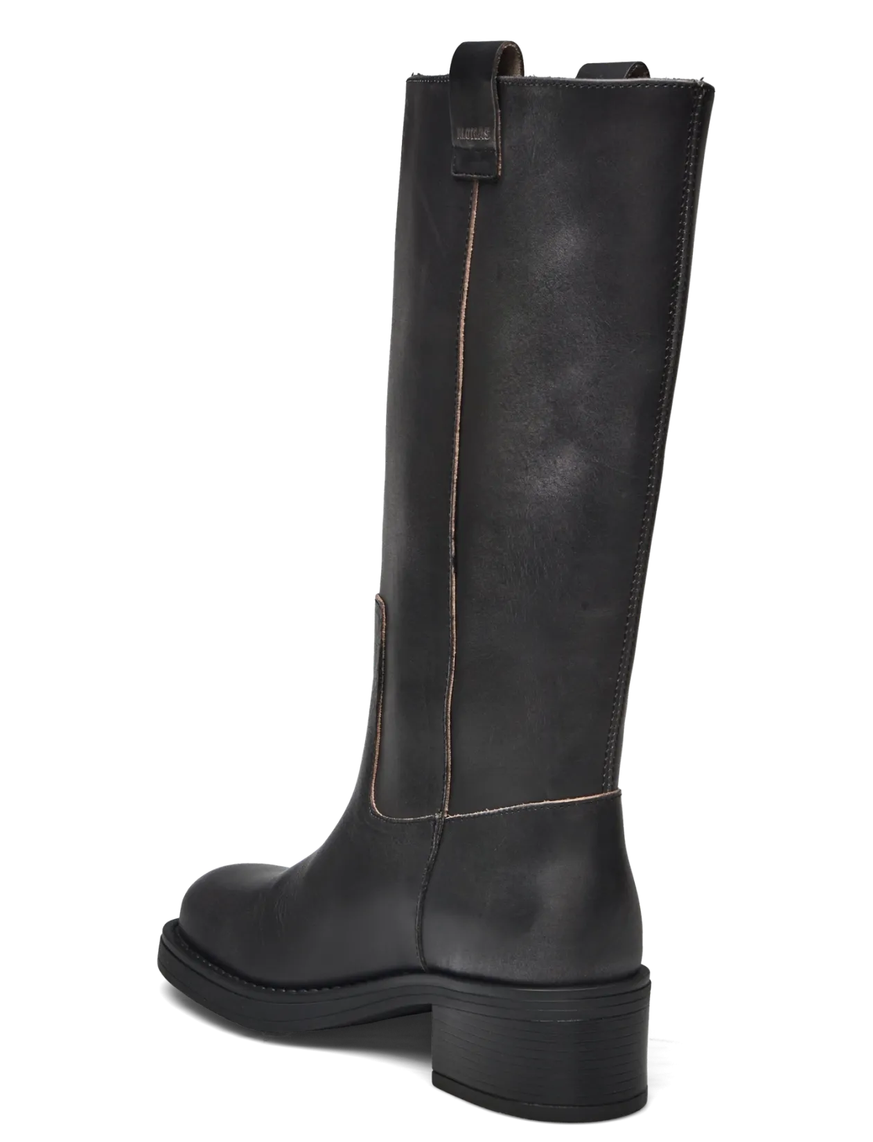 Sajan Vintage Effect Black Leather Boots - Langskaftede