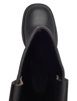 Sajan Vintage Effect Black Leather Boots - Langskaftede