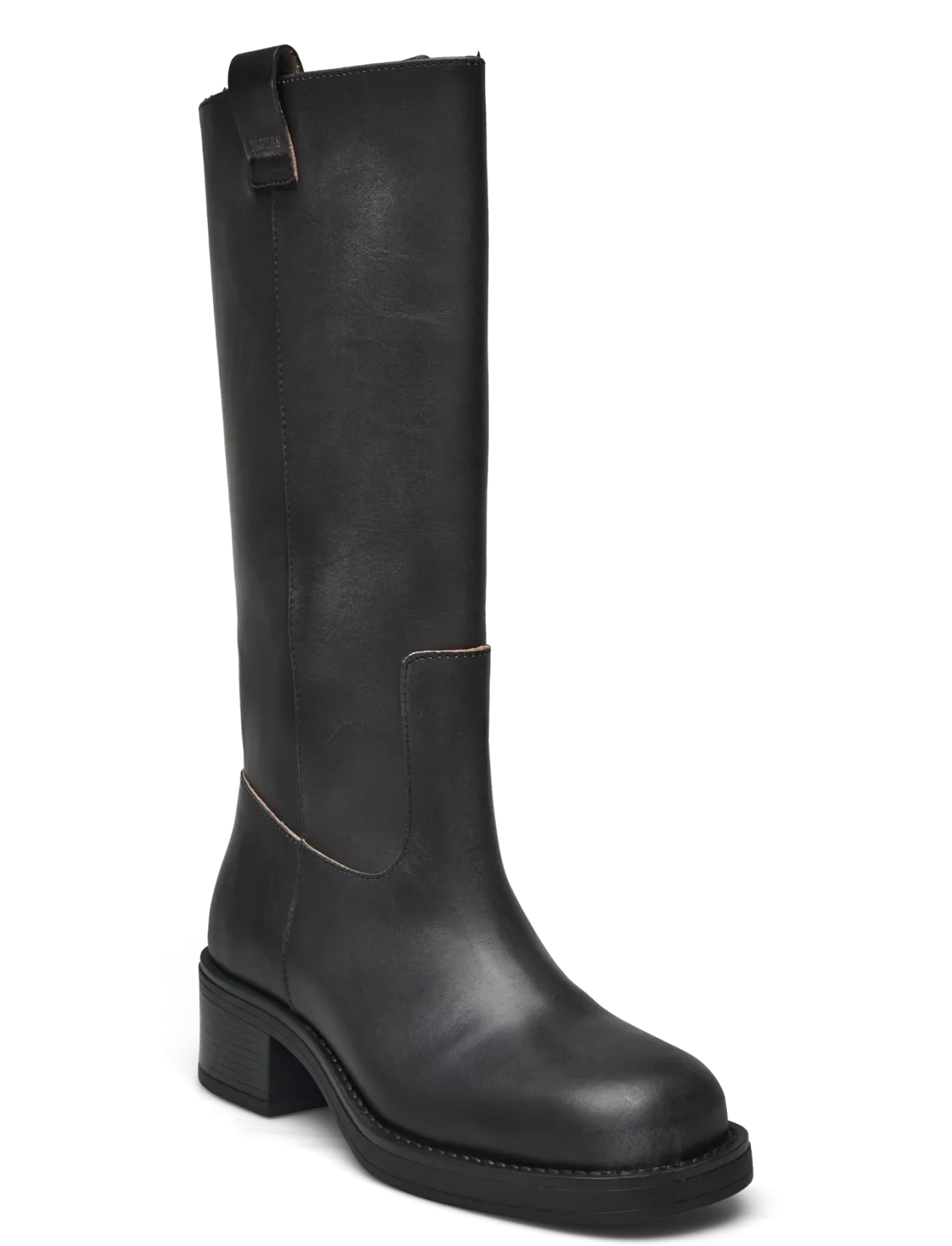 Sajan Vintage Effect Black Leather Boots - Langskaftede