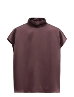 100% satin silk blouse - Kortærmede bluser