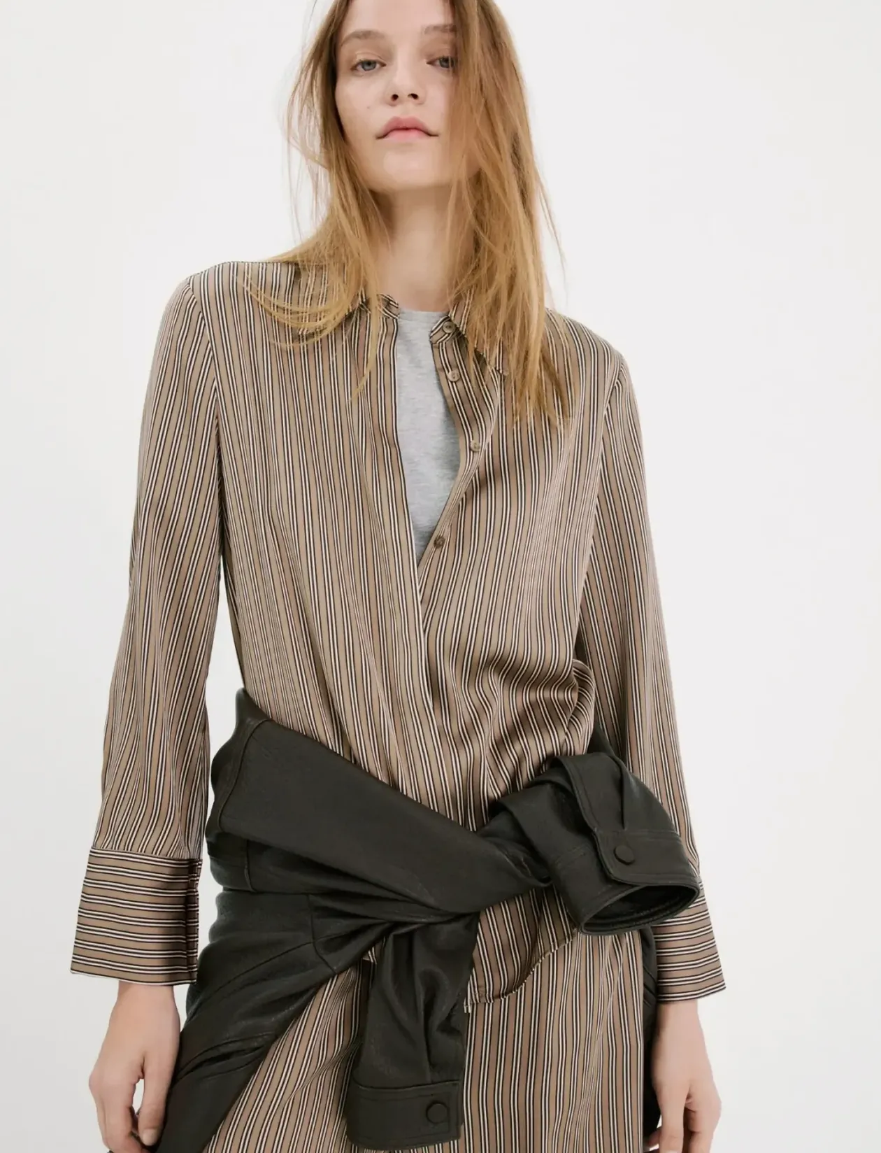 Satin striped shirt - Langærmede