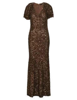 SEQUINS MIDI V-NECK DRESS - Maxikjoler