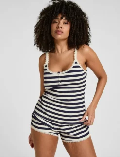 SHORT JERSEY RIB LACE STRIPE - Shorts