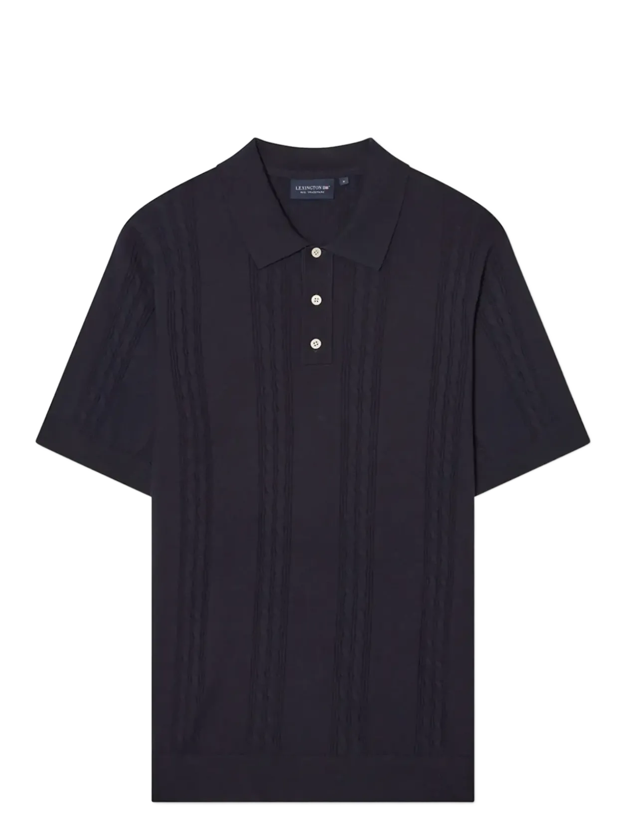 Short Sleeve Cable Knitted Polo Sweater - Kortærmede