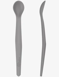 Silicone Baby Spoon Quiet Grey - Serveringssæt