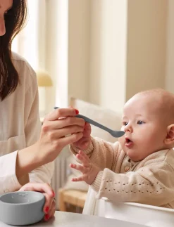 Silicone Baby Spoon Quiet Grey - Serveringssæt