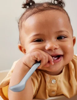 Silicone Baby Spoon Quiet Grey - Serveringssæt