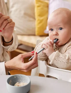 Silicone Baby Spoon Quiet Grey - Serveringssæt
