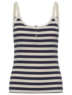 SINGLET JERSEY RIB LACE STRIPE - Overdele