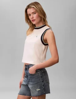 SL CTN MONOGRAM STRIPE TRIM MUSC - Ærmeløse toppe