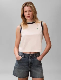 SL CTN MONOGRAM STRIPE TRIM MUSC - Ærmeløse toppe