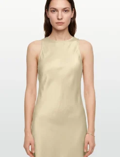 Sleeveless Fitted Satin Dress - Maxikjoler