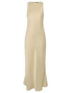 Sleeveless Fitted Satin Dress - Maxikjoler