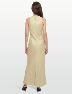 Sleeveless Fitted Satin Dress - Maxikjoler