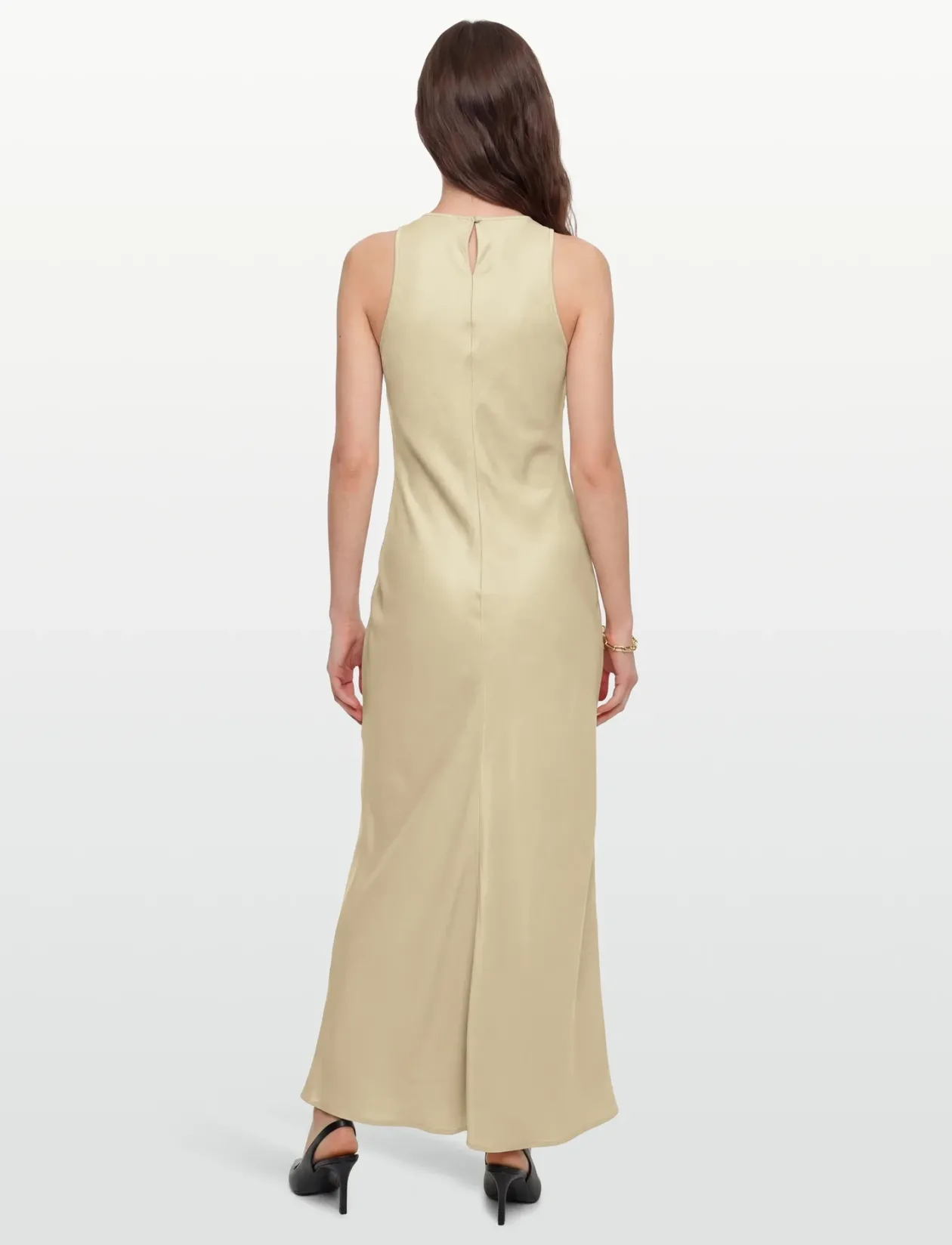 Sleeveless Fitted Satin Dress - Maxikjoler