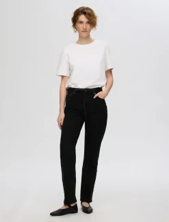 SLFALICE MW STRAIGHT BLACK JEANS NOOS - Straight jeans