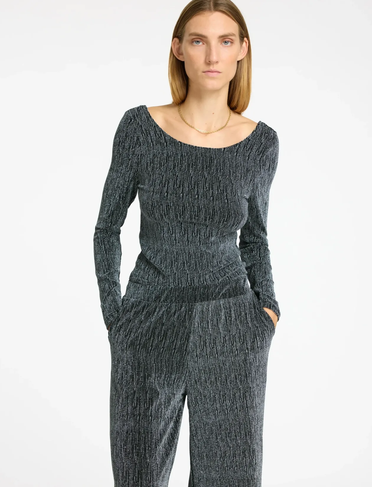 SLFANITA LS LOW BACK TOP - Langærmede toppe