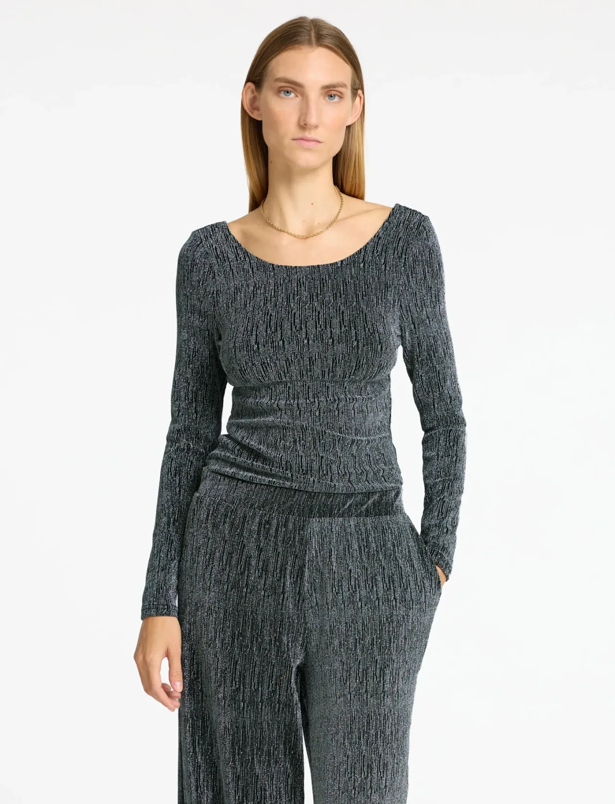 SLFANITA LS LOW BACK TOP - Langærmede toppe