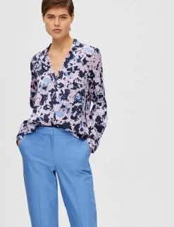 SLFARONIA LS AOP SATIN SHIRT B - Langærmede