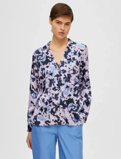 SLFARONIA LS AOP SATIN SHIRT B - Langærmede