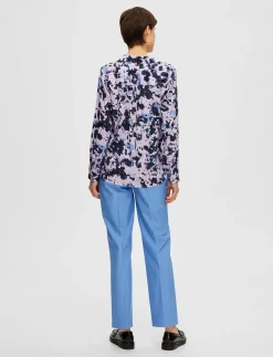 SLFARONIA LS AOP SATIN SHIRT B - Langærmede
