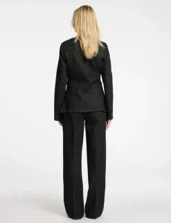 SLFCORA U-NECK FITTED DENIM BLAZER - Enkeltradede blazere
