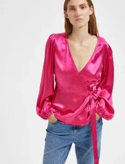 SLFEVA-FANNI LS WRAP TOP EX - Langærmede bluser