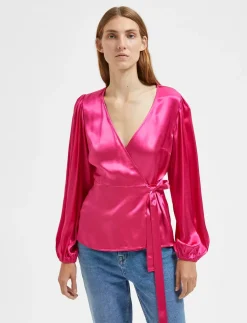 SLFEVA-FANNI LS WRAP TOP EX - Langærmede bluser