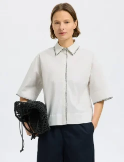 SLFFIA 2/4 CROPPED STITCHED SHIRT B - Kortærmede skjorter