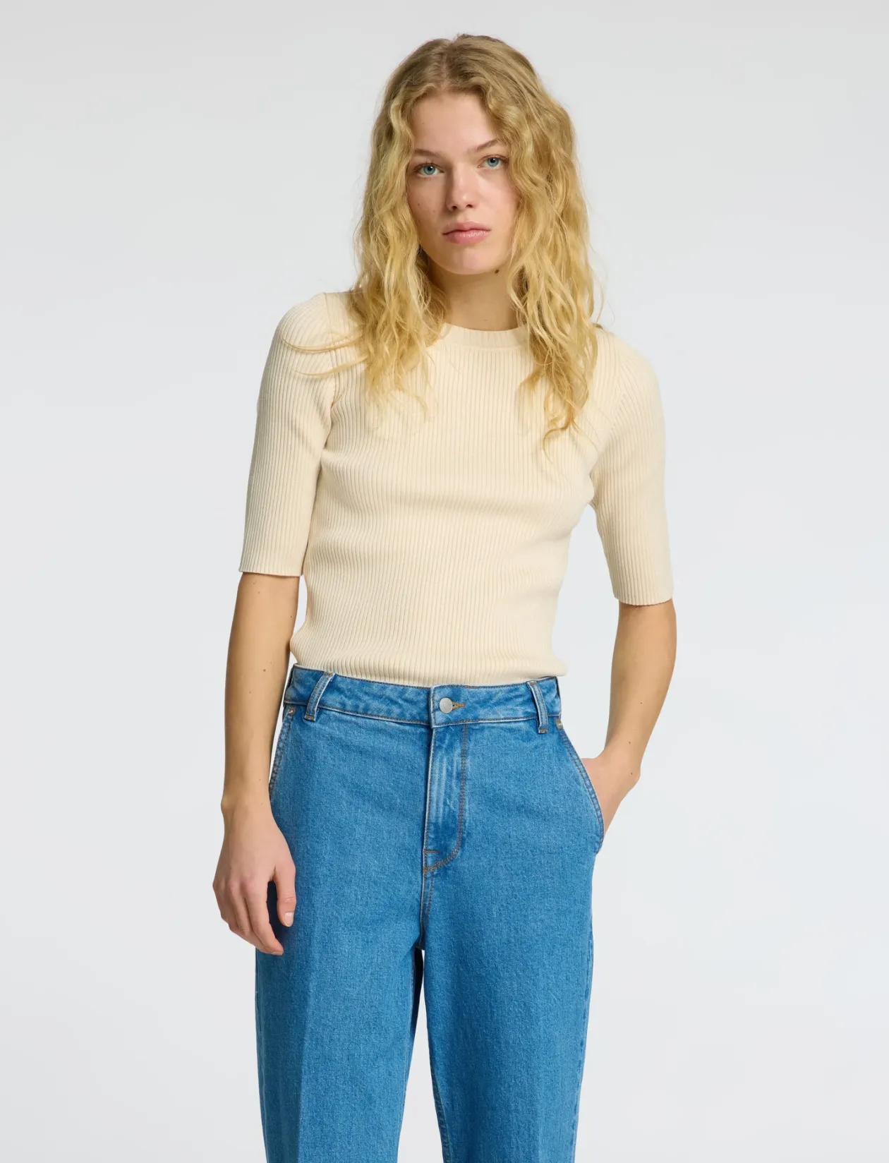 SLFMALI 2/4 KNIT O-NECK - Strik