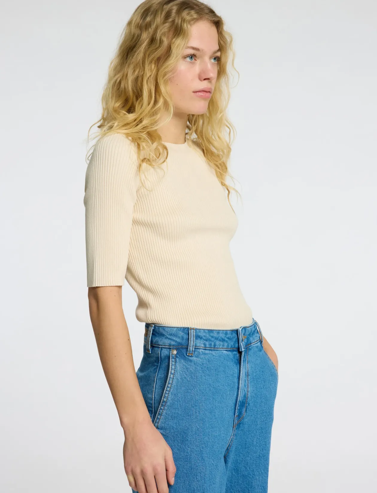 SLFMALI 2/4 KNIT O-NECK - Strik