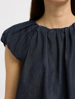 SLFRILLO CAP SLEEVE DENIM TOP - T-shirts