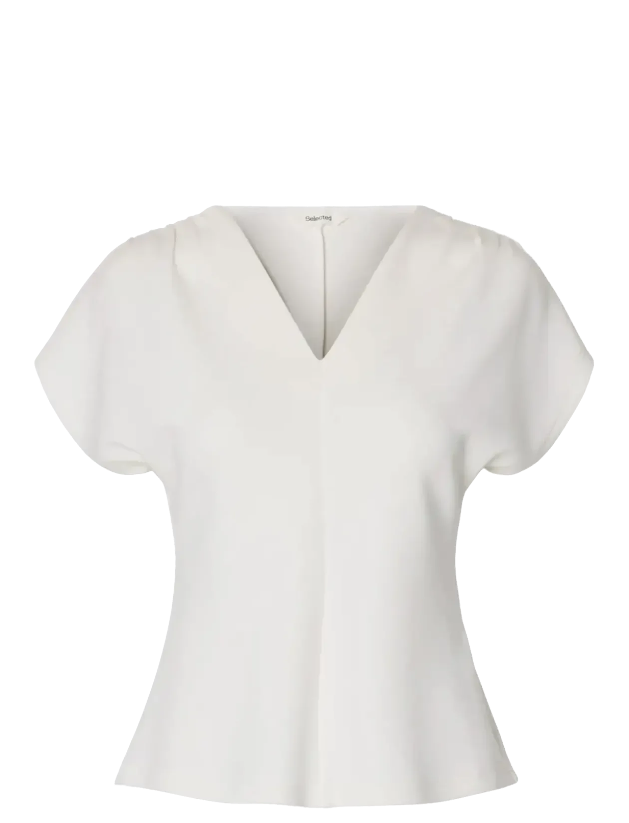 SLFTENNY SS V-NECK GATHERED TOP NOOS - T-shirts