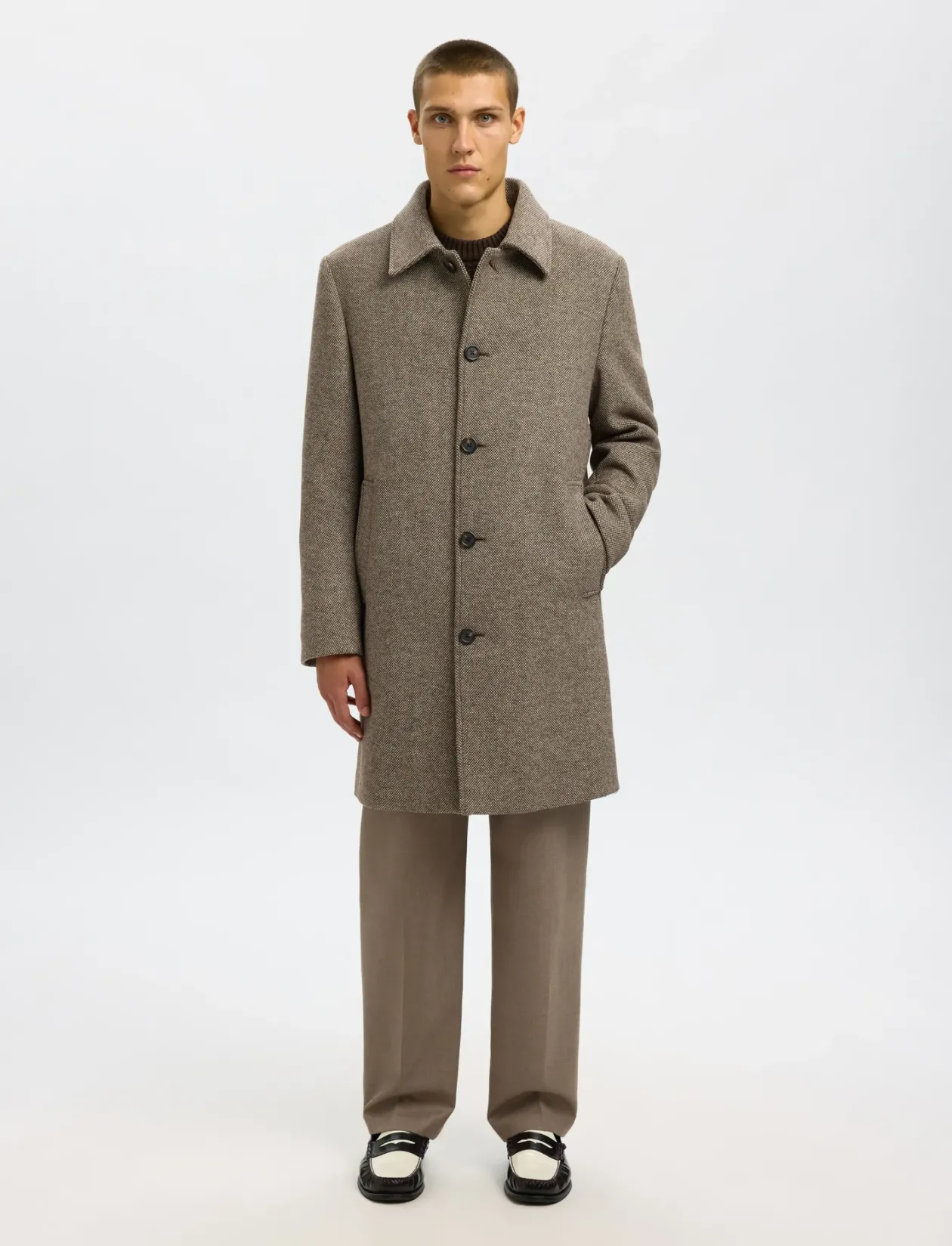 SLHARCHIVE WOOL BLEND CAR COAT - Uldfrakker