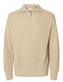 SLHDRY LS KNIT RELAXED HALF ZIP - Strik