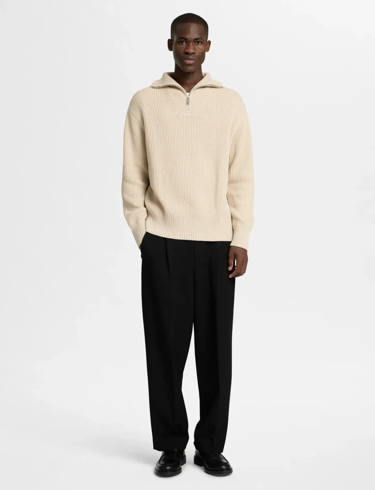 SLHDRY LS KNIT RELAXED HALF ZIP - Strik
