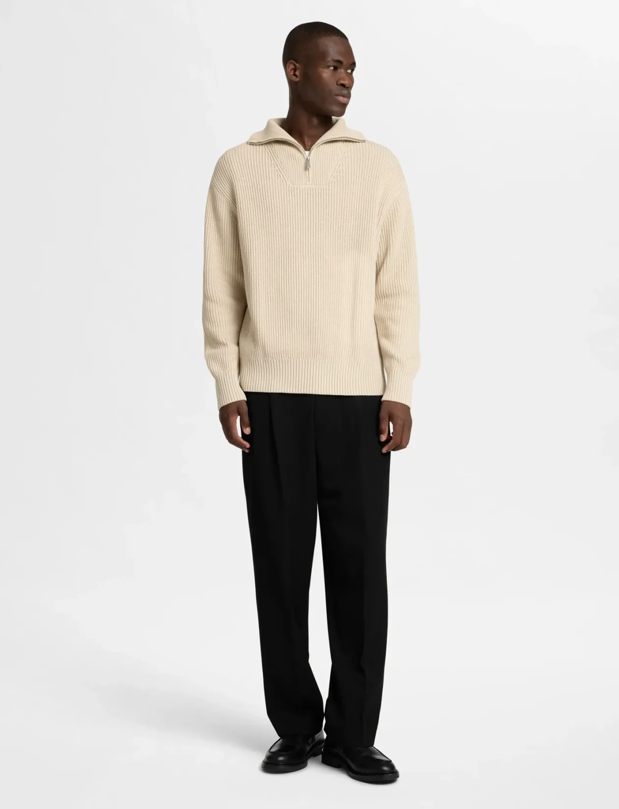 SLHDRY LS KNIT RELAXED HALF ZIP - Strik