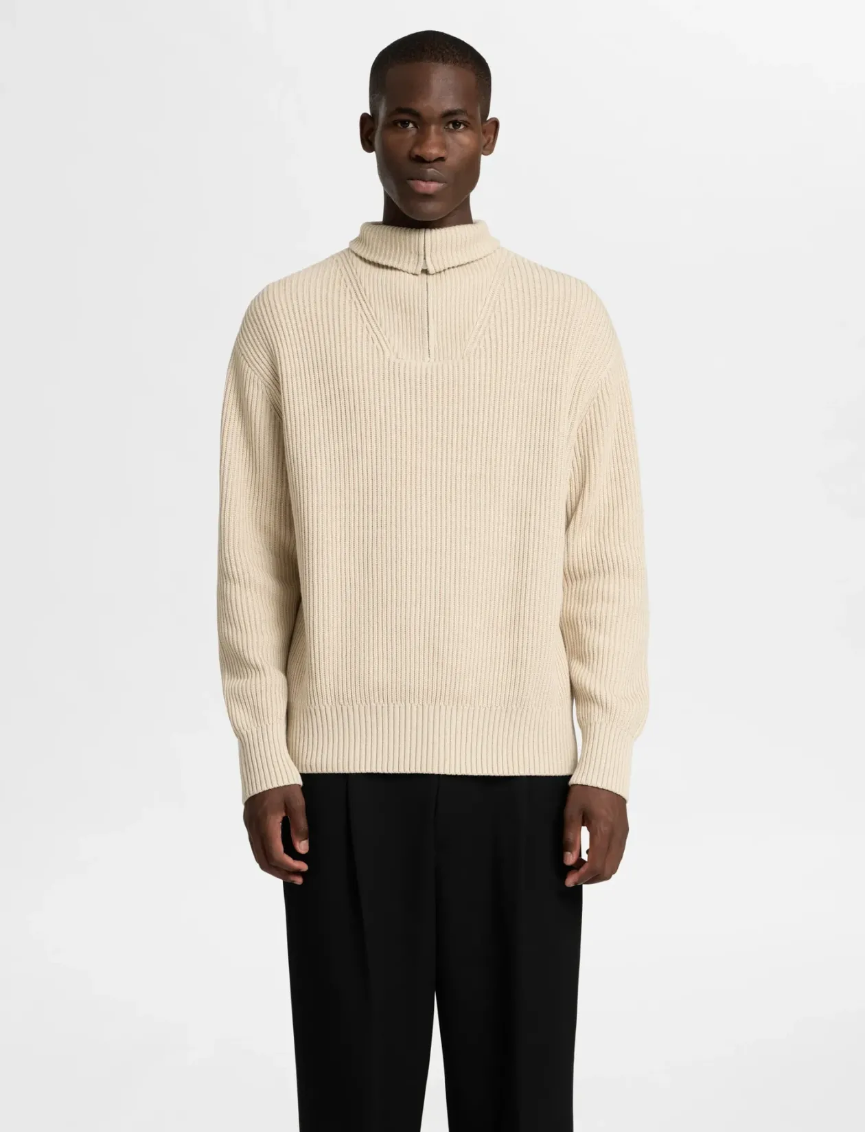 SLHDRY LS KNIT RELAXED HALF ZIP - Strik