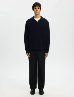 SLHDRY LS KNIT RELAXED OPEN POLO - Polostrik