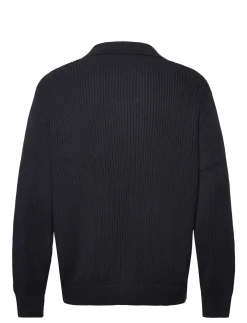 SLHDRY LS KNIT RELAXED OPEN POLO - Polostrik
