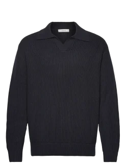 SLHDRY LS KNIT RELAXED OPEN POLO - Polostrik