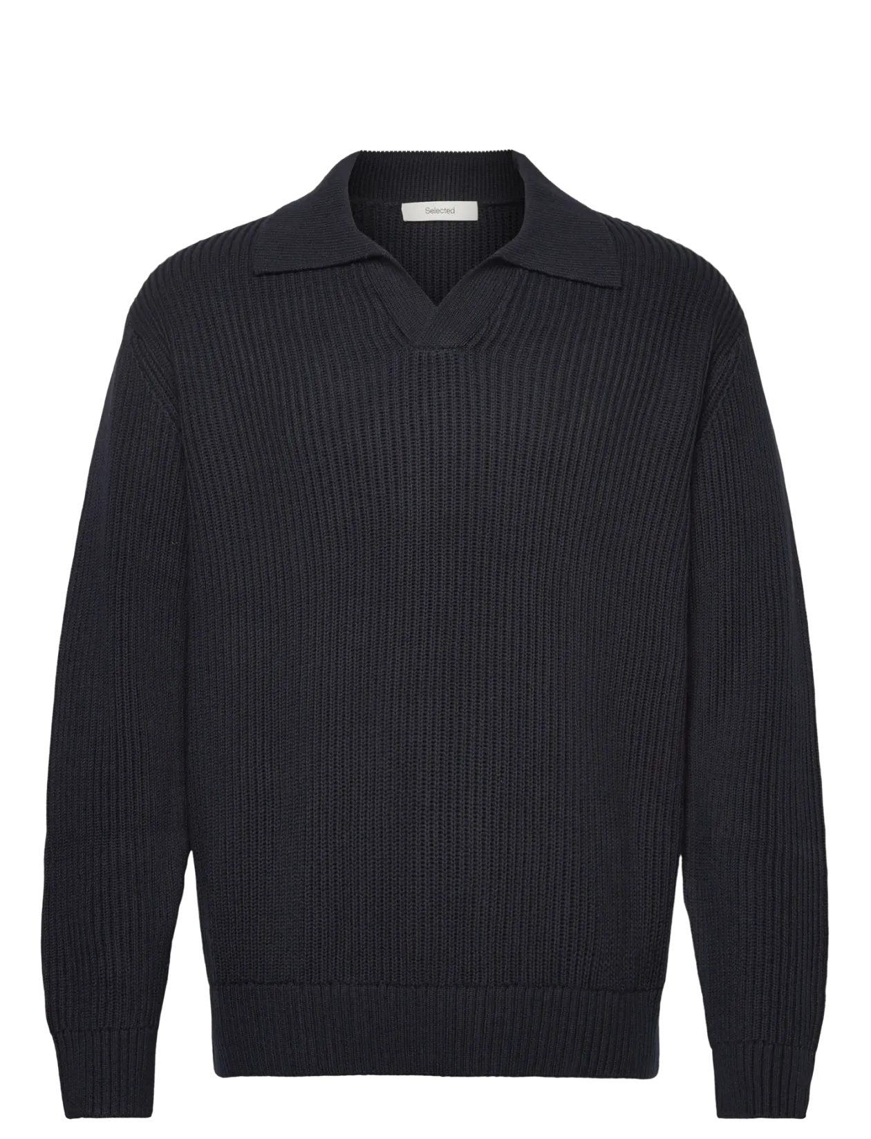 SLHDRY LS KNIT RELAXED OPEN POLO - Polostrik